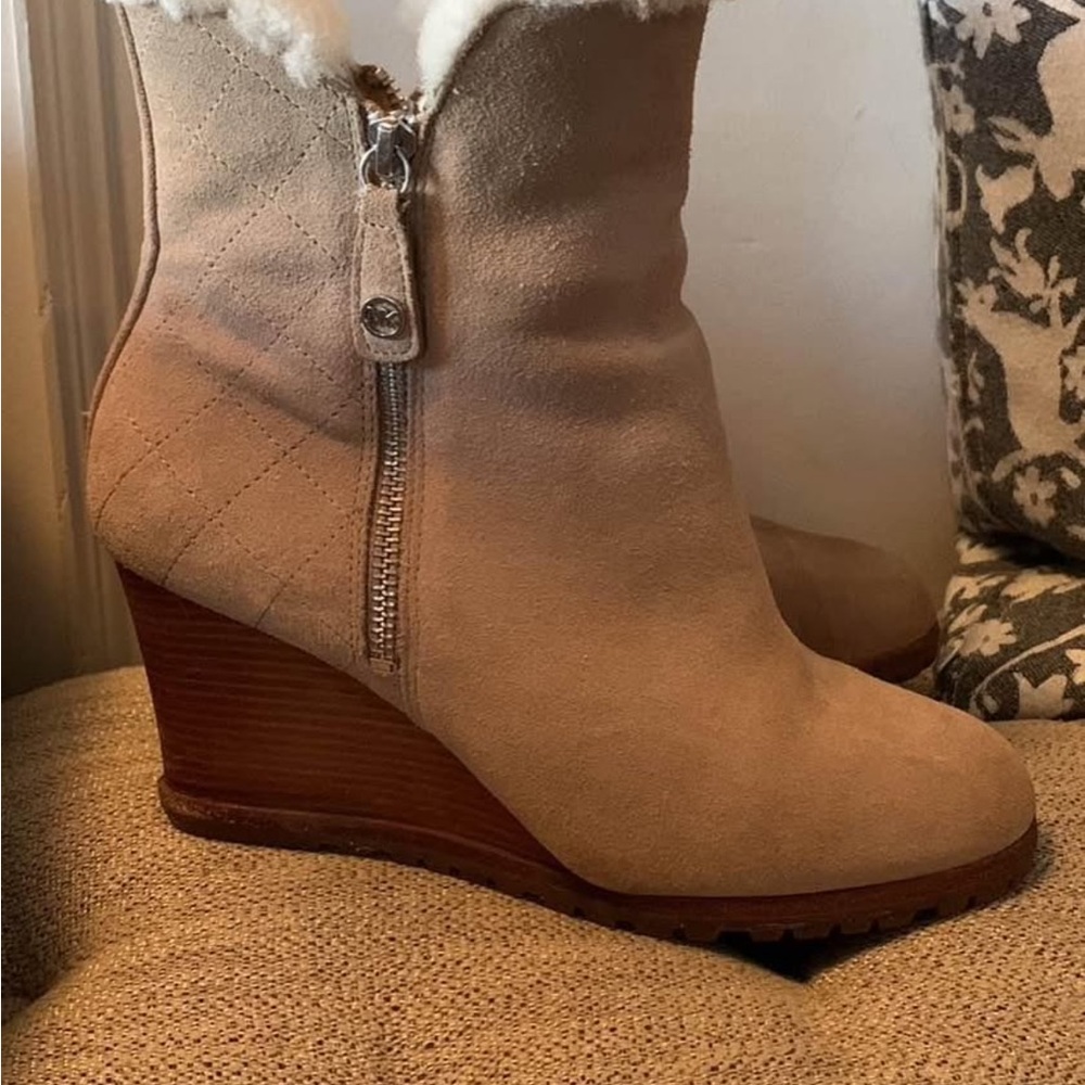 Michael Kors Tan Suede Wedge Boots 7.5